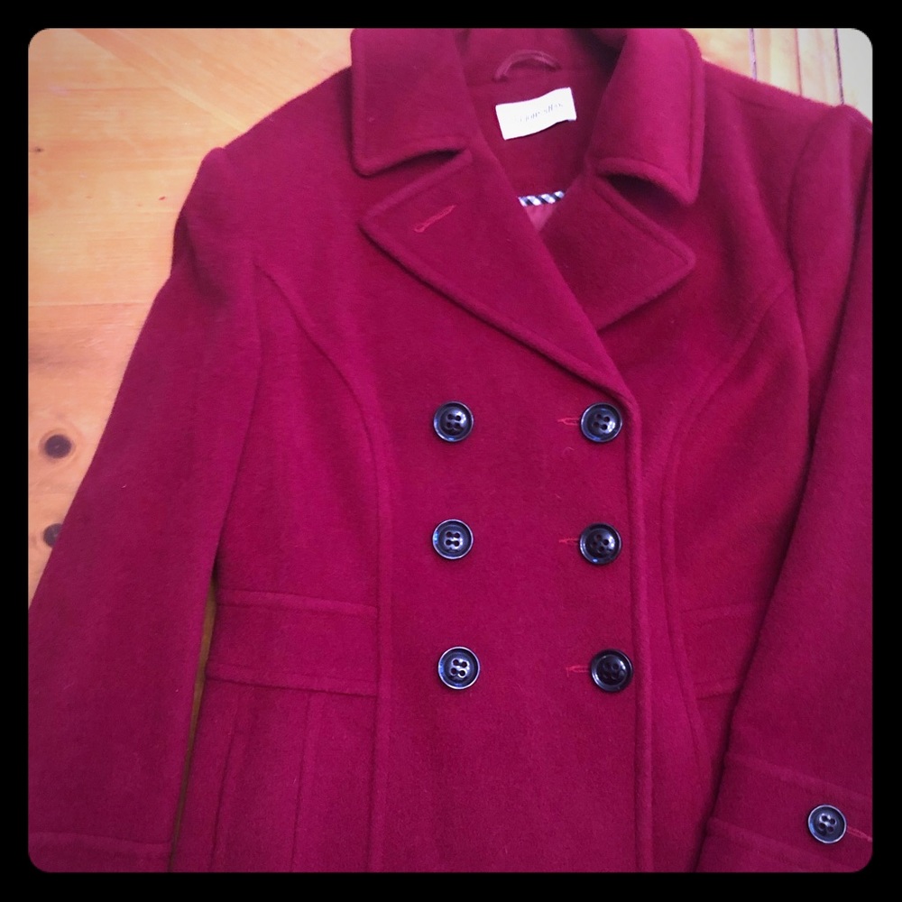 Red wool pea coat